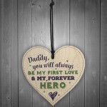 Daddy Forever Hero Fathers Day Dad Birthday Gift Wood Heart Sign