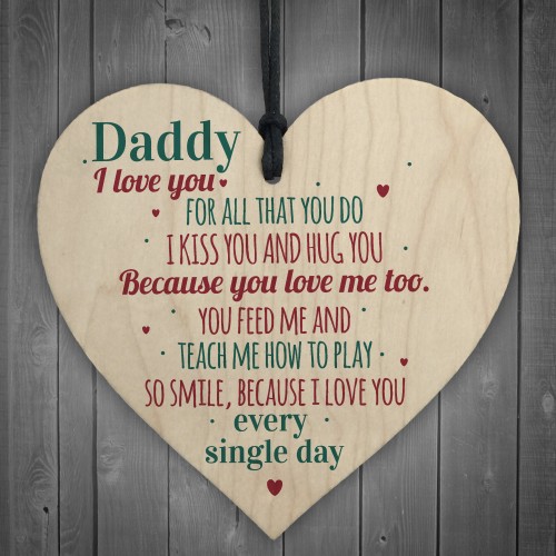 Daddy I Love You Wood Heart Father's Day Gifts For Him Dad