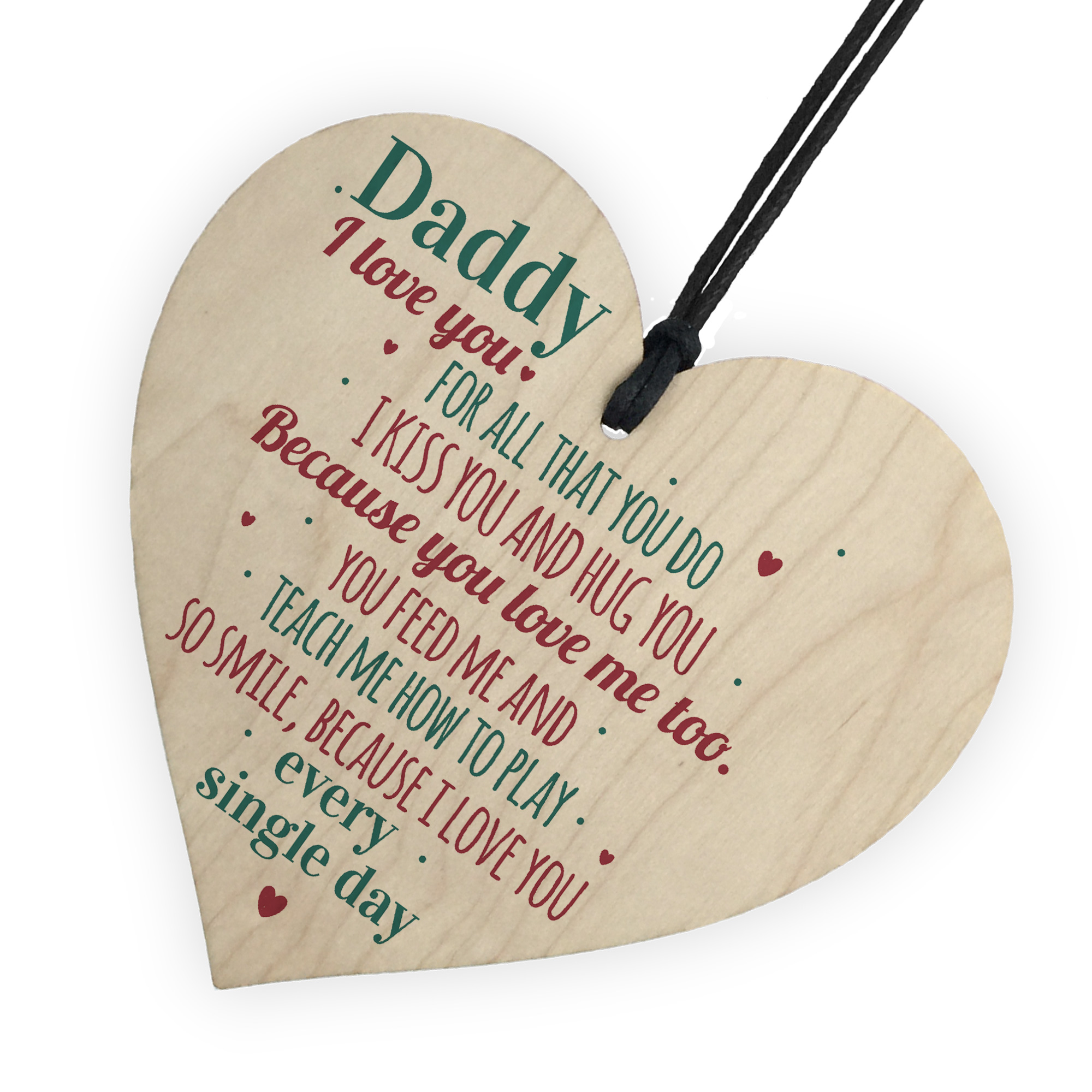 Daddy I Love You Wood Heart Father's Day Gifts For Him Dad