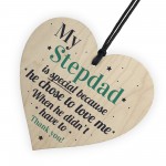 Stepdad Dad Wood Heart FATHERS DAY Gifts For Him Daughter Son