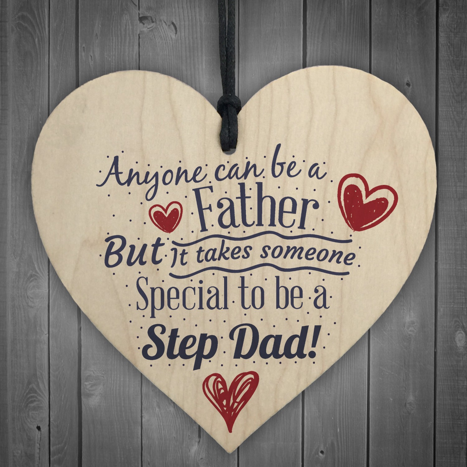 Special Stepdad Fathers Day Birthday Gift Present Wooden Heart