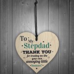 Stepdad Dad Thank You Wood Heart FATHERS DAY Gift For Him