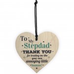 Stepdad Dad Thank You Wood Heart FATHERS DAY Gift For Him