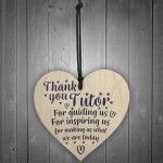 Thank You Tutor Teacher Mentor Wooden Heart Leaving Gift Plaque