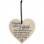 Thank You Tutor Teacher Mentor Wooden Heart Leaving Gift Plaque