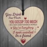 Friendship Best Friend Sign Shabby Chic Wood Hanging Heart Gift