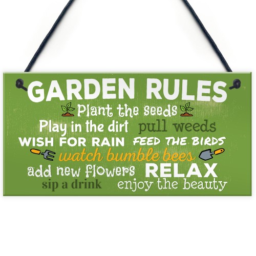 Garden Rules Relax Novelty Plaques SummerHouse Sign Garden