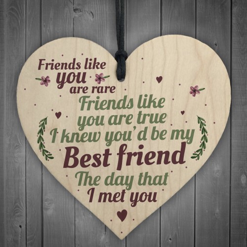 Rare Best Friends Friendship Sign Wood Heart Birthday Plaque 