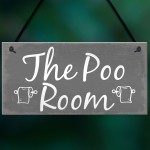 The Poo Room Shabby Chic Bathroom Toilet Loo Plaque Door Sign 