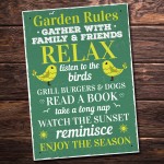 Garden Rules Wall Plaque Garden Shed Summer House Friendship