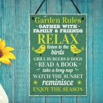 Garden Rules Wall Plaque Garden Shed Summer House Friendship