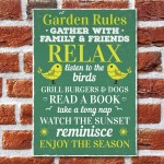 Garden Rules Wall Plaque Garden Shed Summer House Friendship