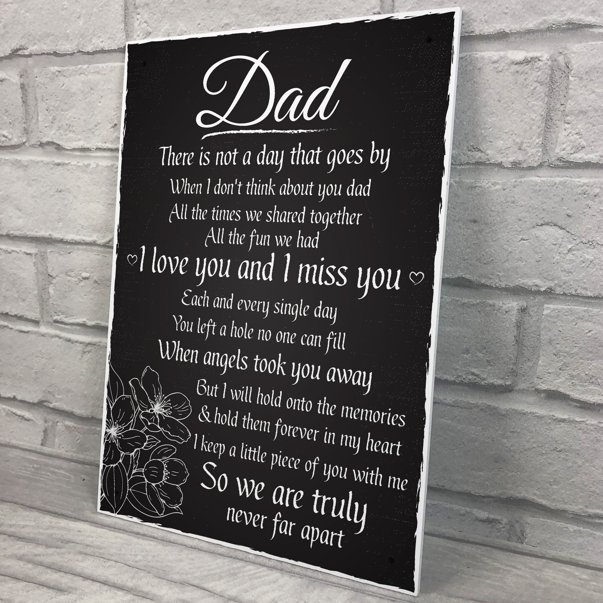 Love Miss You Dad Memorial Grave Plaque Father's Day Daddy Gift