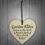 Garden Rules Wooden Hanging Heart Plaque Garden Shed Friendship