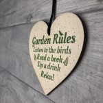 Garden Rules Wooden Hanging Heart Plaque Garden Shed Friendship