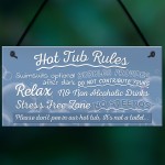 Hot Tub Rules Novelty Hanging Garden Shed Plaque Jacuzzi Pool