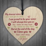 Sister Gift Birthday Gift For Sister Keepsake Poem Wooden Heart