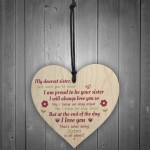 Sister Gift Birthday Gift For Sister Keepsake Poem Wooden Heart