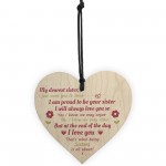 Sister Gift Birthday Gift For Sister Keepsake Poem Wooden Heart