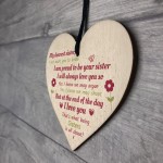 Sister Gift Birthday Gift For Sister Keepsake Poem Wooden Heart