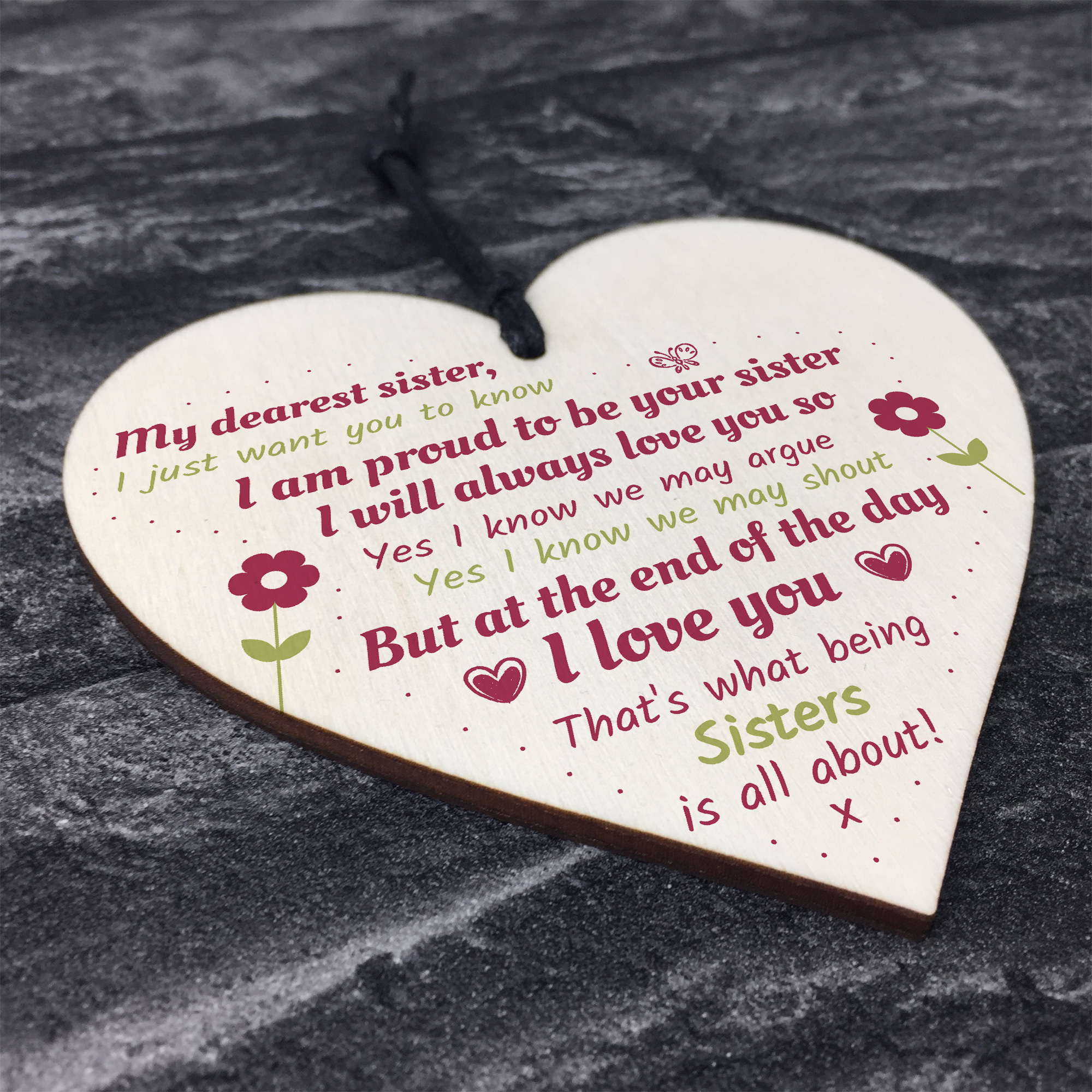 Sister Gift Birthday Gift For Sister Keepsake Poem Wooden Heart