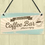 Coffee Bar Hanging Wall Plaque Home Decor Kitchen Cafe Sign