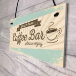 Coffee Bar Hanging Wall Plaque Home Decor Kitchen Cafe Sign