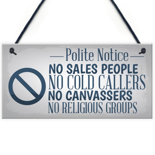 No Cold Callers Sales Front Door Stop Sign Polite Notice Plaque