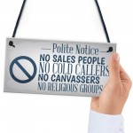 No Cold Callers Sales Front Door Stop Sign Polite Notice Plaque