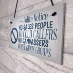 No Cold Callers Sales Front Door Stop Sign Polite Notice Plaque