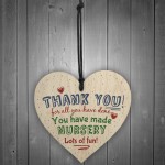 Thank You Nursery Teacher Gift Wooden Heart Sign Leaving Present