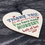 Thank You Nursery Teacher Gift Wooden Heart Sign Leaving Present