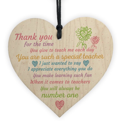 Thank You Teacher Gift Wooden Heart Preeschool End of Term