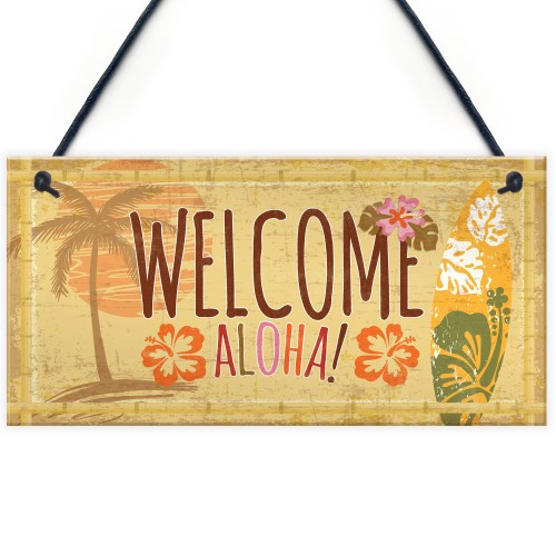 Tiki Bar Welcome Hanging Wall Plaque Garden Home Bar Sign