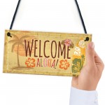 Tiki Bar Welcome Hanging Wall Plaque Garden Home Bar Sign