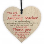 Thank You Teacher Gift Heart Leaving School Nursery Teaching