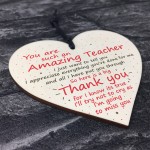 Thank You Teacher Gift Heart Leaving School Nursery Teaching