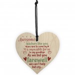 Goodbye Teacher Gift Wooden Heart Leaving Gift Teaching Assistan