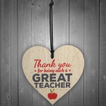 Thank You Teacher Gift Wooden Heart Teaching Assistant Leaving