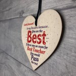 Thank You Teacher Teaching Assistant Gift Wooden Heart Leaving 