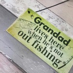 Grandad Lives Here CARP Fishing Hanging Sign Fathers Day Dad