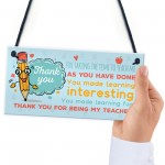 Gift For Teacher Thank You Teaching Assistant Nursery Gift Sign