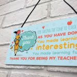 Gift For Teacher Thank You Teaching Assistant Nursery Gift Sign