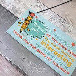 Gift For Teacher Thank You Teaching Assistant Nursery Gift Sign