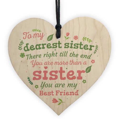 Sister Gift Wooden Heart Plaque Shabby Chic Birthday Gift Sign