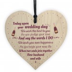 Wedding Gift Mr and Mrs Marriage Present Wooden Heart Plaque