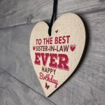 Handmade Sister In Law Wooden Heart Chic Birthday Gifts For Her