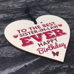 Handmade Sister In Law Wooden Heart Chic Birthday Gifts For Her