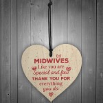 Midwife Gift Wooden Hanging Heart Plaque Sign Thank You Gift