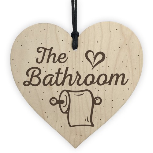 The Bathroom Shabby Chic Handmade Wooden Heart Toilet Sign